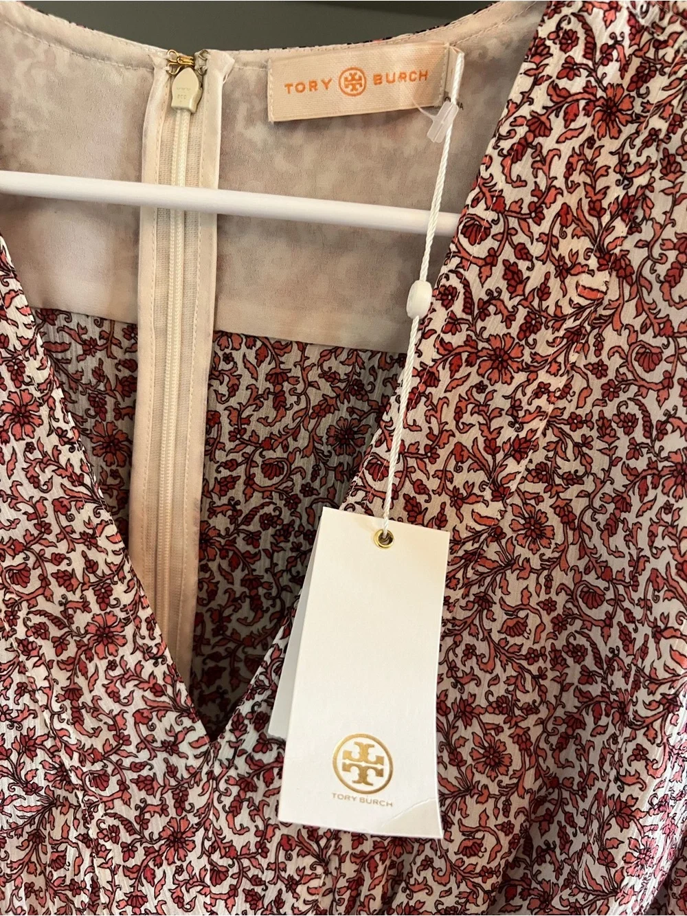 NEW Tory Burch Top Blouse Floral V-Neck Poof Sleeves 12